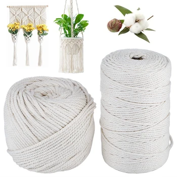 

Durable 100m/200m Macrame Cord Wall Hanging Beige Cotton Rope Twisted Cord Craft Macrame String DIY Handmade Home Decorative