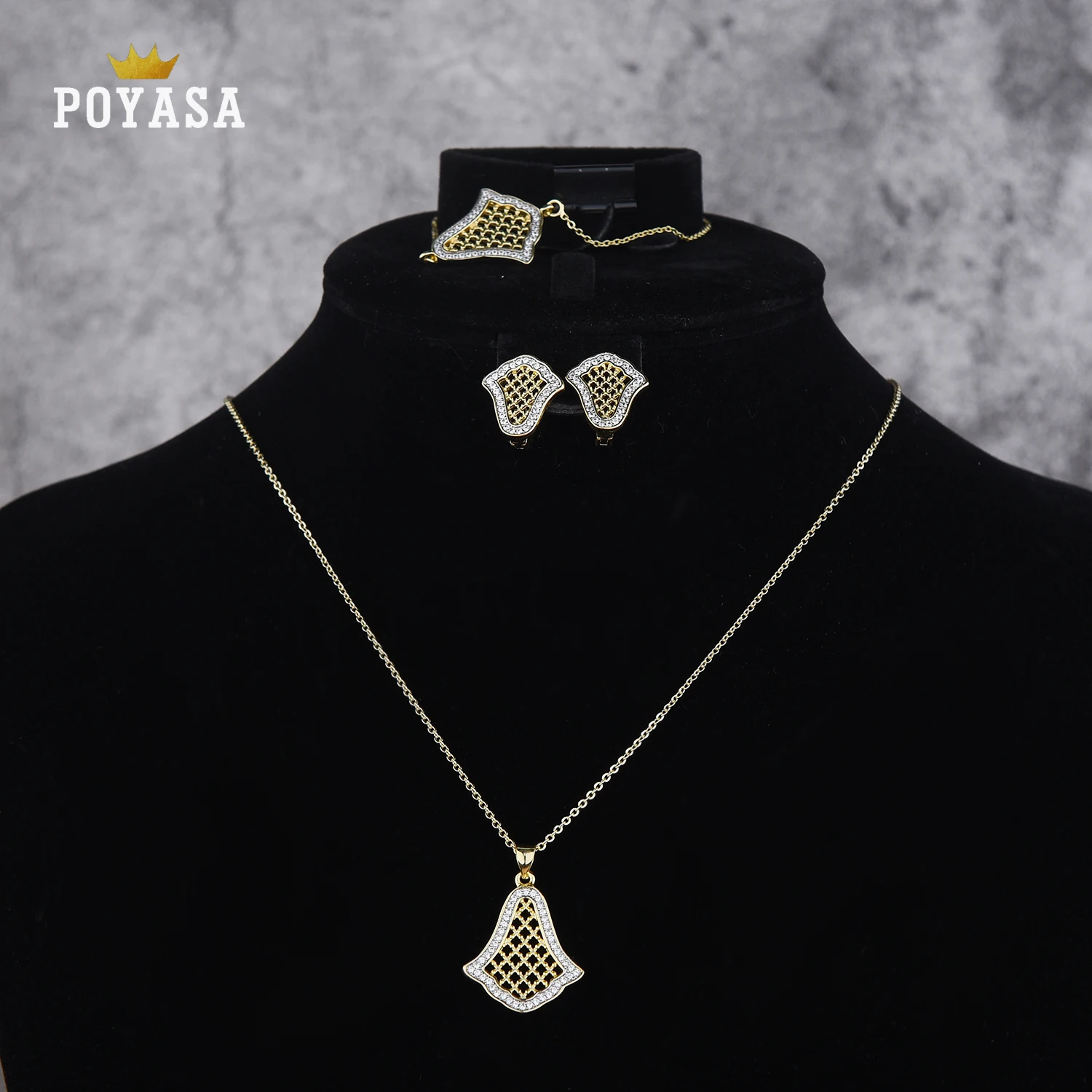 Moroccan Caftan wedding jewelry set for women green stone fashion jewelry set copper high quality jewelry set