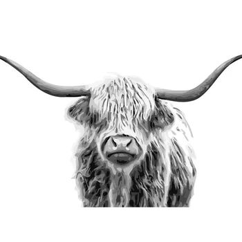 

Painting By Numbers DIY Dropshipping 40x50 50x65cm Yak gray Black white Animal Canvas Wedding Decoration Art picture Gift
