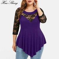 Plus Size 5XL Floral Lace Hollow Out Sexy Tunic Blouse Women Clothing Summer Big Size Tops Ladies Ruffles Irregular Blusas - Image 5