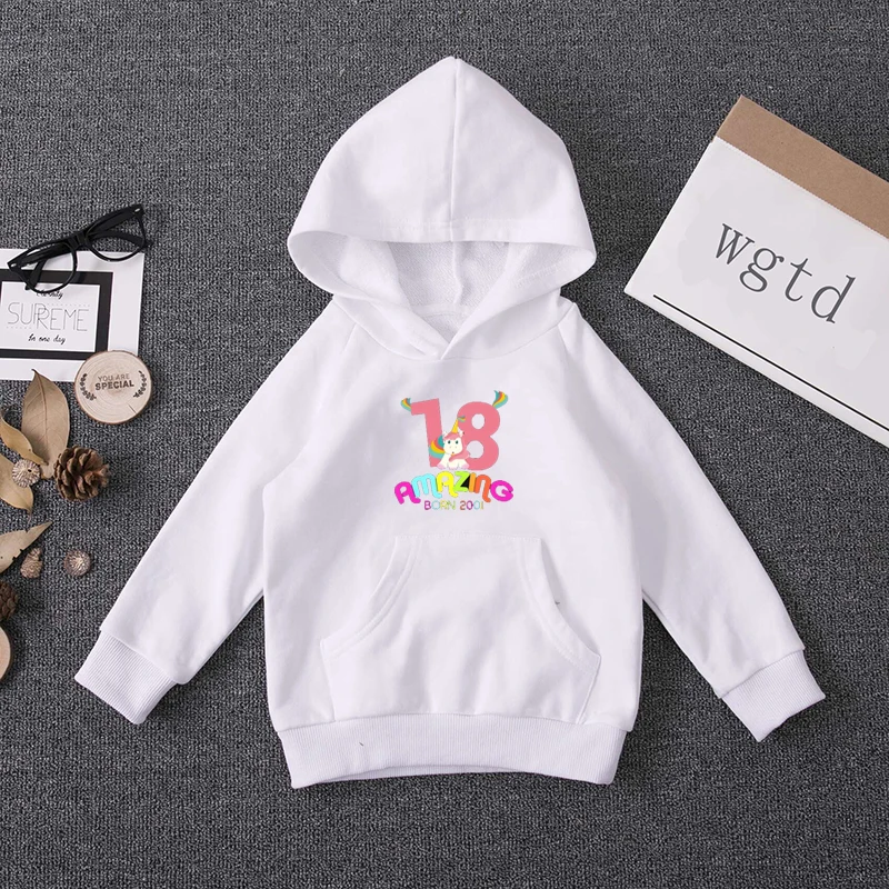 

2019 Spring Autumn Clothes Baby Boys Girls Sweatshirt Unicorn Print Number Casual Cotton Long Sleeve Hoodies Happy Birthday Gift