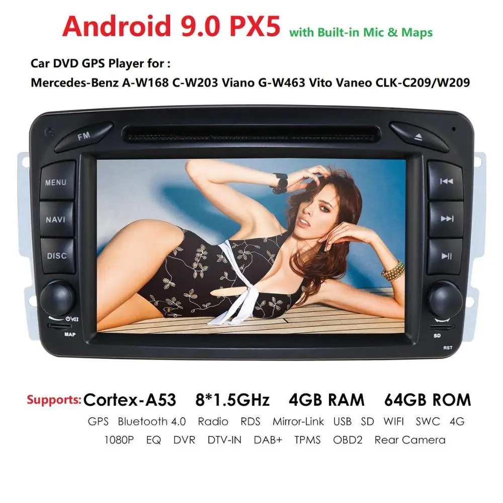 Best 2din PX5 DSP Android9.0 Car DVD Player Radio For Mercedes Benz W209 W203 W168 W163 W463 VianoVito Vaneo WIFI GPS BT Radio USB BT 0 Best 2din PX5 DSP Android9.0 Car DVD Player Radio For Mercedes Benz W209 W203 W168 W163 W463 VianoVito Vaneo WIFI GPS BT Radio USB BT 0
