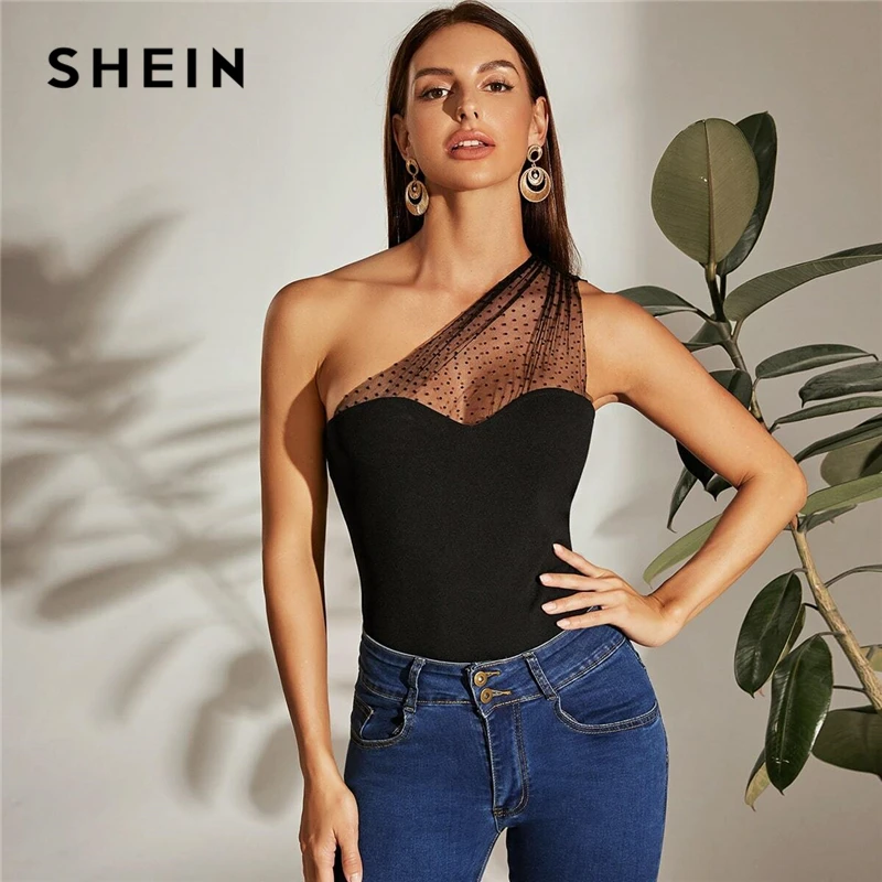 black one shoulder vest top