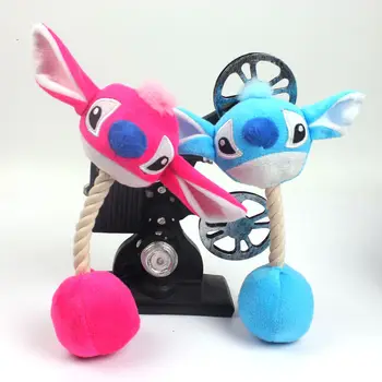 

Stitch Plush Rope and Ball Dog Pet Interactive Chew Squeaky Toy for tooth cleaning Blue and Pink Color
