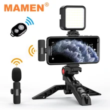 MAMEN Vlogging Kit Equipment Phone Tripod with 2.4G Wireless Lavalier Microphone for iPhone Android Smartphone Tablet SLR Camera