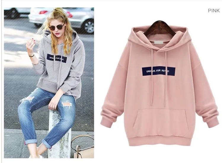 

2018 fashion autumn and winter plus velvet loose women's sweatshirt hooded collar long-sleeved casual women's hoodie