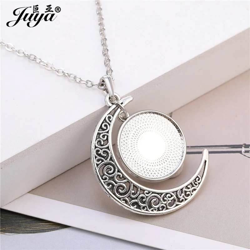 JUYA 5pcs/lot 20mm Inner Size 45+5cm Metal Chain Length Ancient Silver Necklace Pendant For Women Jewelry DIY Making Accessories