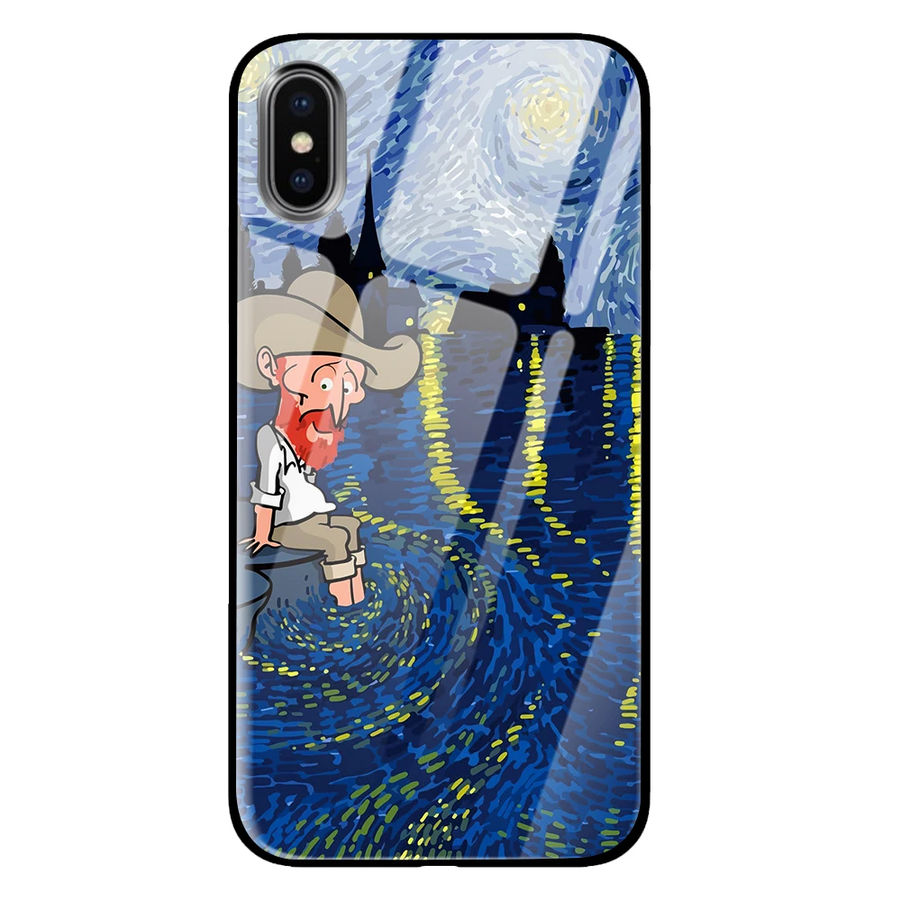 Ван Гог Картина маслом закаленное стекло Роскошные Чехлы для samsung Galaxy S10 S8 S9 Plus Note 8 9 - Цвет: 5