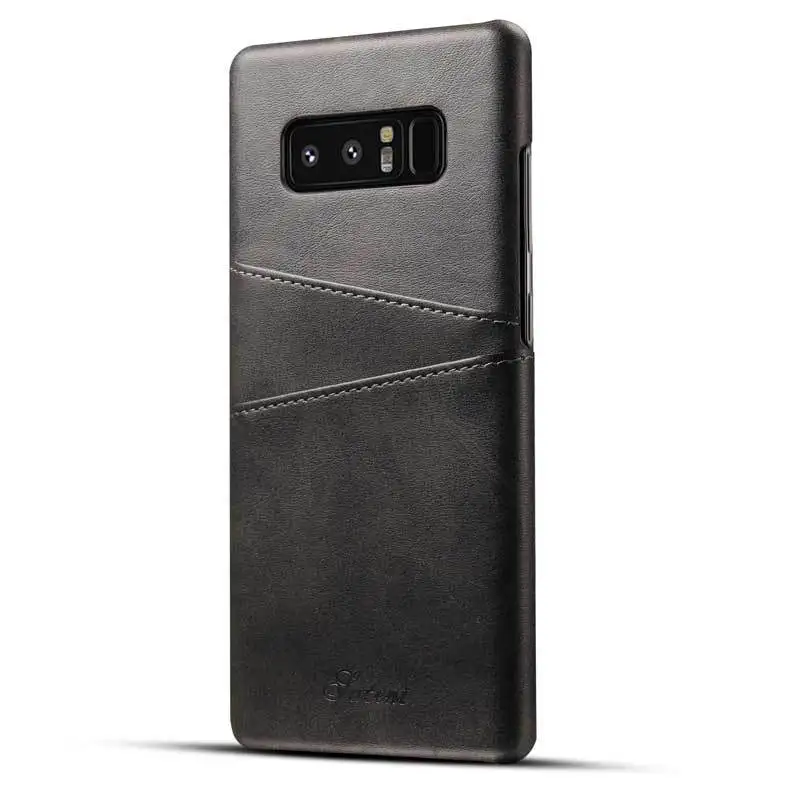 Ретро Бизнес телячья кожа задняя крышка для Galaxy S10 S8 S9 Plus Note 9 8 Note10 карточка карманный телефон чехол для samsung S10 E Plus - Цвет: Черный