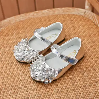 

Children Girl Princess Leather Shoes Girls Rhinestone Flat Dress Party Shoes Kids Girls Bling Dance Shoes
