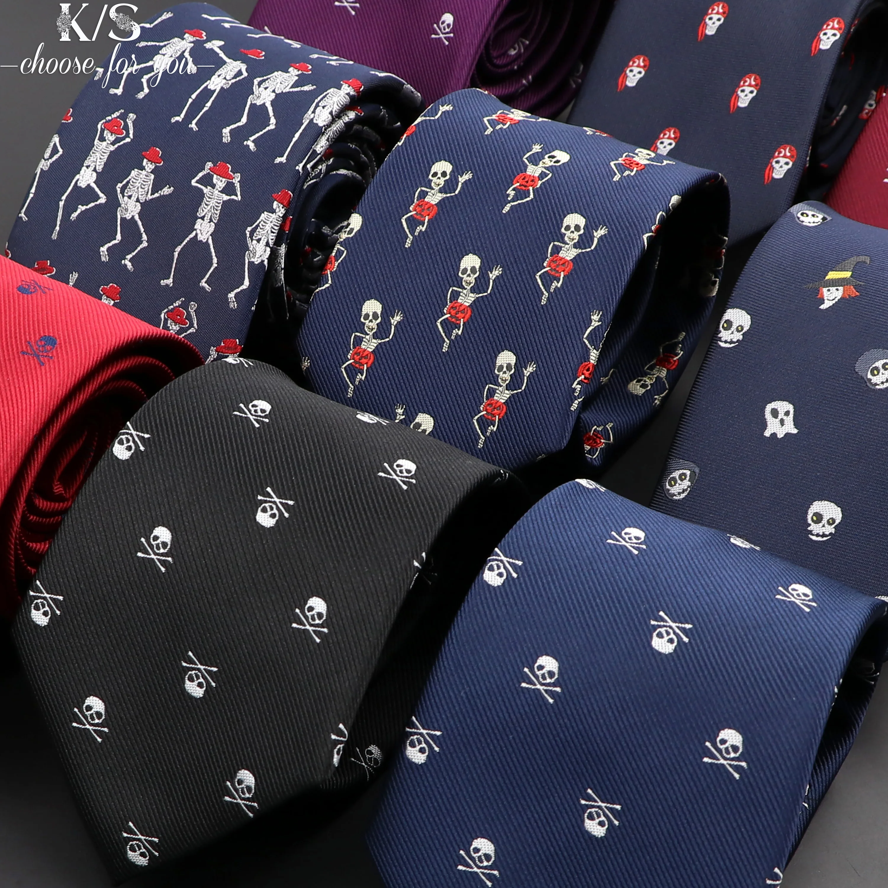 Neue Casual Schädel Krawatten Für Männer Klassische Dünne 8 cm Polyester Krawatten Mode Mann Krawatte Geschenk Für Männer Hochzeit bräutigam Business Krawatte