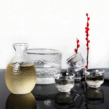 

Japanese Sake Pot Set Golden Edge Glass Sake Bottle Set Rice Wine Vodka Wine Cup Flasks Liquor Glasses Barware Wedding Gifts