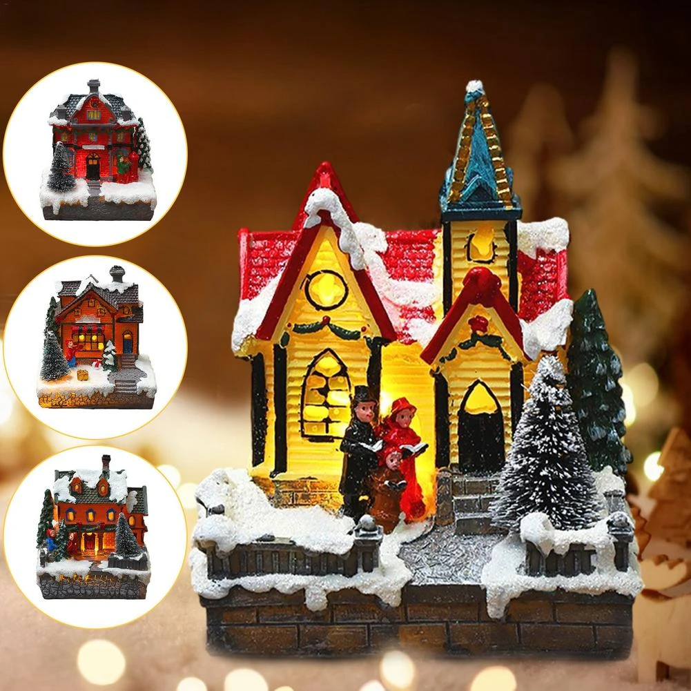 2022 Christmas Church Christmas Church Village Lit Snowy House Resin Luminous Led Lighted Xmas  2022 New Year Collectible Buildings Home Decorations|Pendant & Drop  Ornaments| - Aliexpress