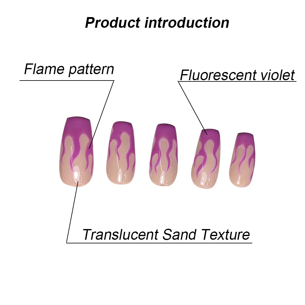 10 шт./компл. наконечники для дизайна ногтей пламя огонь шаблон матовые поддельные ногти Предварительный дизайн короткая полная крышка накладные ногти Советы готовые ногти искусство советы