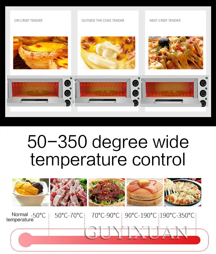 3200 Вт Коммерческая многофункциональная печь для пиццы, двухслойная печь для пиццы, высокая емкость, электрическая печь для выпечки из нержавеющей стали