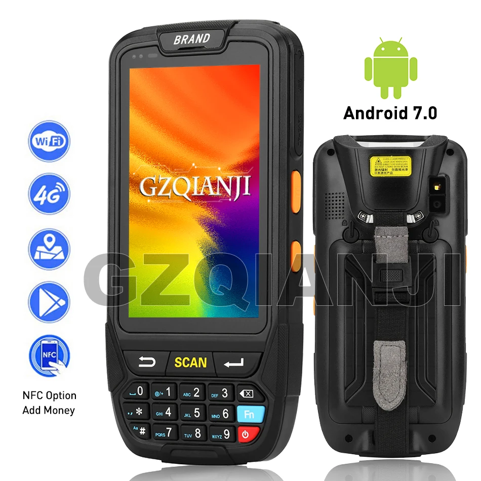 PDA Прочный ручной терминал Android 7 0 сбора данных беспроводной 1D 2D QR лазерный сканер