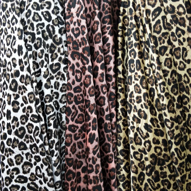 150 * 50cm Spring and Summer Crepe Satin Leopard Print Cloth Glossy Smooth Dress Parent- Child Matching Outfit Soft Fabric | Дом и сад