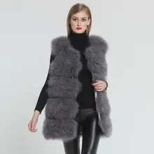 Жилет из натурального меха страуса, зимний теплый жилет, Модный женский меховой жилет