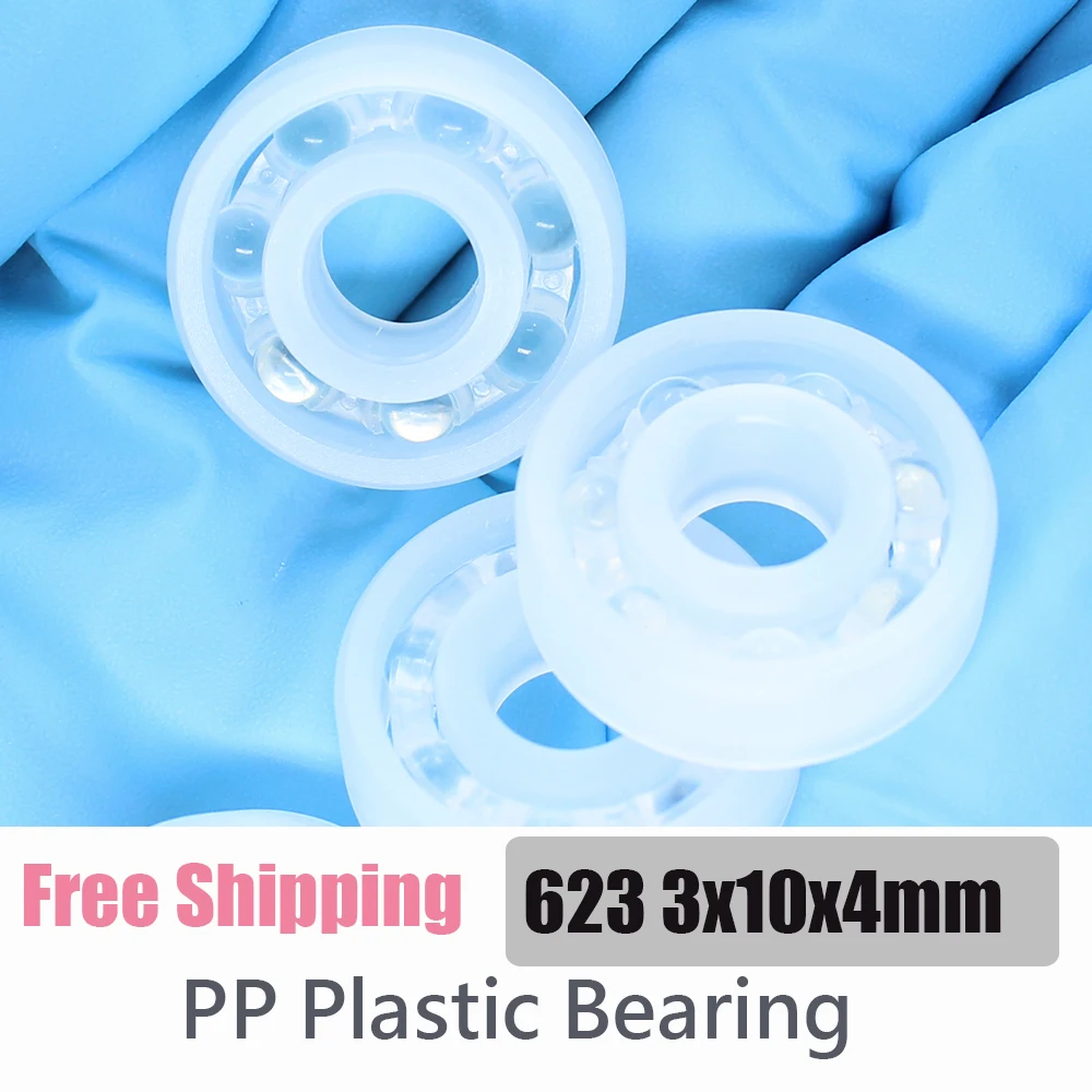 

PP 623 Plastic Bearing 3*10*4 mm 2Pcs Corrosion Resistant No rust Non-Magnetic Glass Balls Plastic Ball Bearings