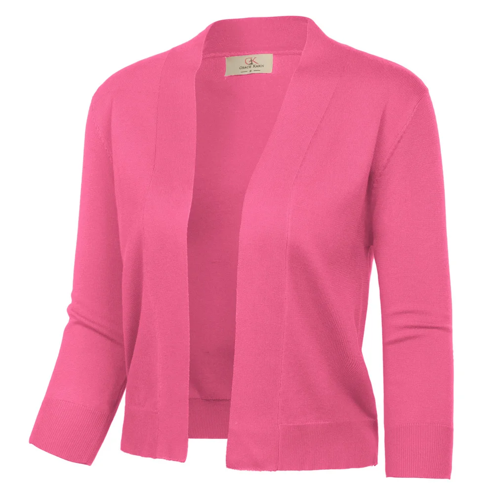 Belle Poque, винтажный вязаный женский кардиган с круглым вырезом, Повседневный свитер, короткие кардиганы, женские свитера, новая осенняя зимняя верхняя одежда - Цвет: Hot Pink