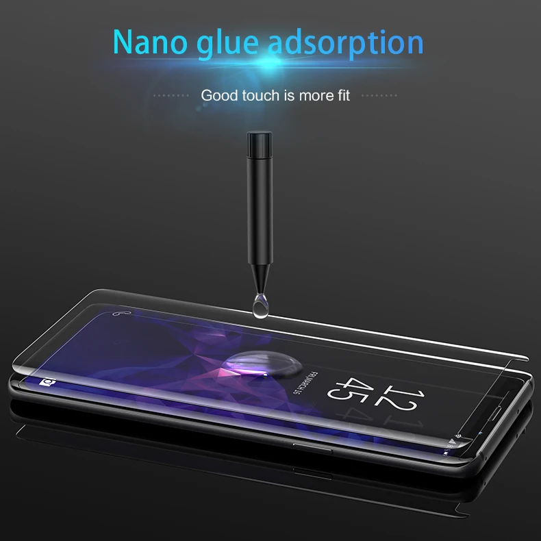 3D изогнутое закаленное стекло УФ нано жидкий экран Защитная пленка для samsung S10 E S9 S8 Plus Note 10 10+ 9 8 с посылка