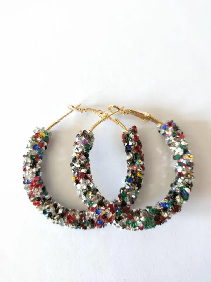 Colorful New Pearl Hoop Earrings For Women Exaggerates Oversize Pearl Circle Ear Dangle Earrings Fashion Europe Nightclub Jewelry - Окраска металла: Colorful