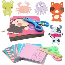 

24Pcs/set Kids cartoon color paper folding and cutting toys/children kingergarden art craft DIY educational toys