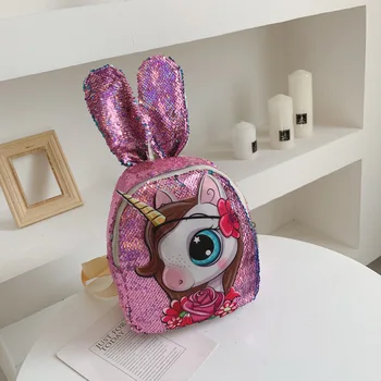 

Bear Leader Multi-Function Girl's Small Backpack Shining Sequin Bag Cute Cartoon Bag Baby Mini Back Pack for Teenage Girls Kids