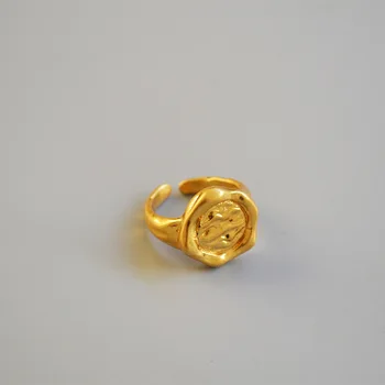 

European and American original niche design retro irregular concave convex texture abstract pattern brass ring index finger ring