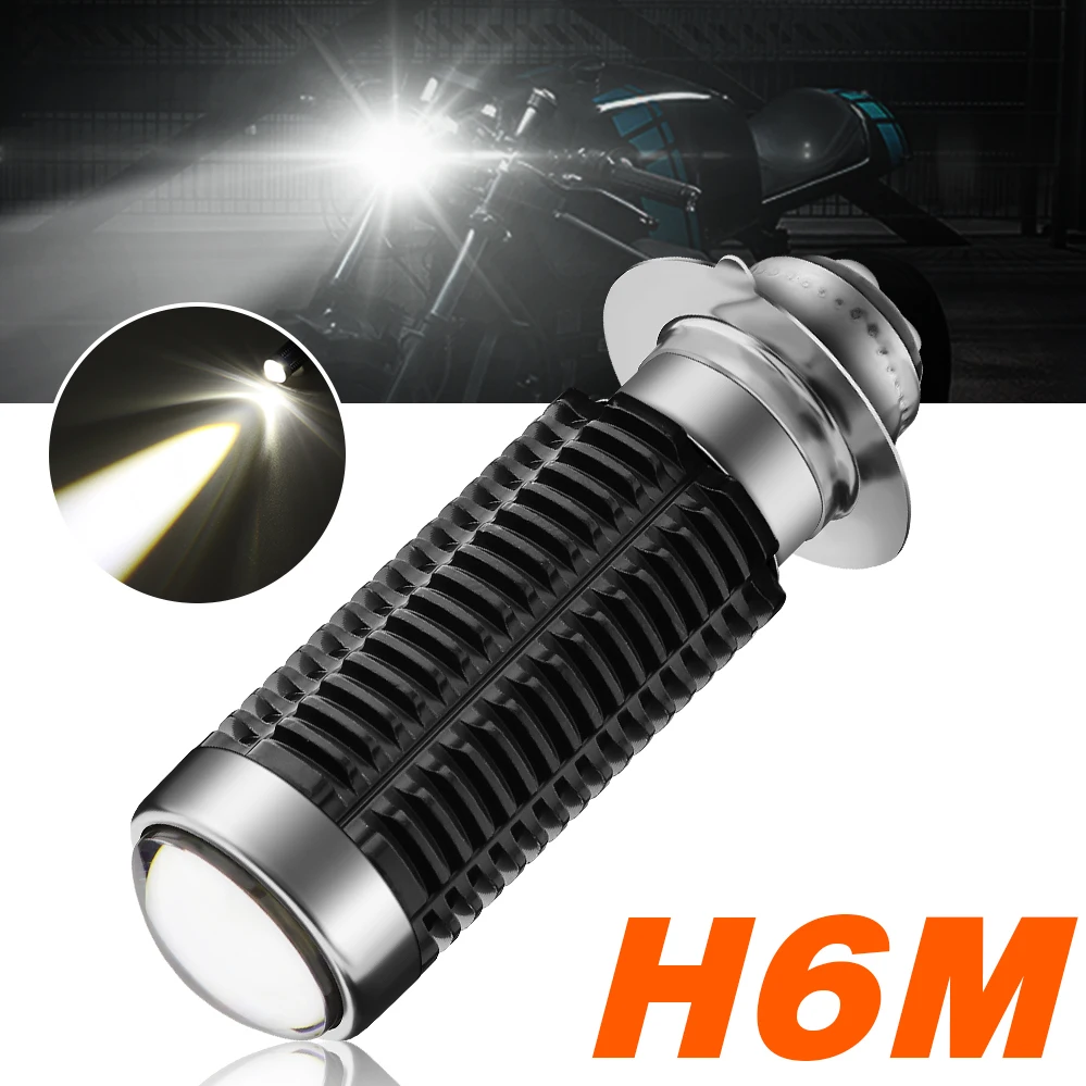 P15D H6M LED Motorcycle Headlight Bulb With Lens 5600LM Hi/Lo Beam Spotlight for Yamaha ATVS YFM350 400 450 660 700 Raptor.（1-Pa |