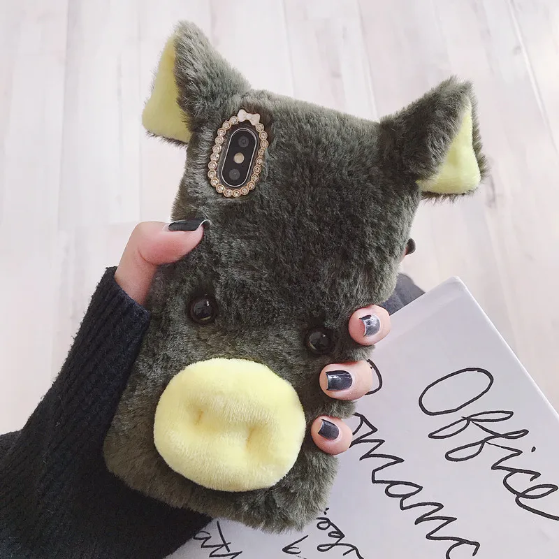 

Cute plush phone case silicone pig phone case for Samsung J3 5 7 2017U.S. Version J3 5 7 European version J4 6 8 Plus2018 FUNDA