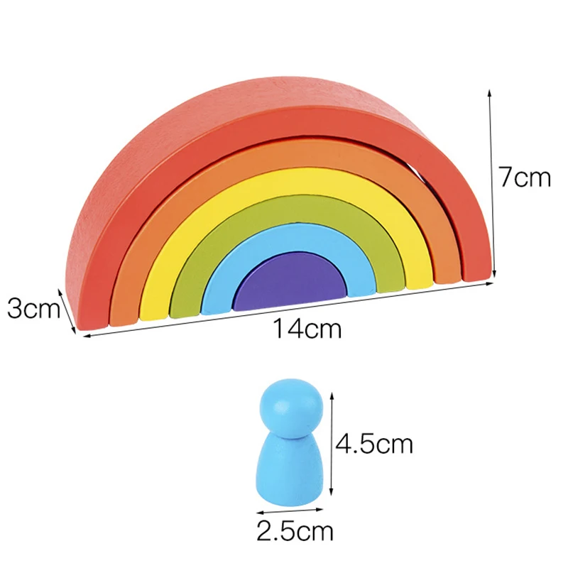 Montessori Wooden Rainbow Arched Stacked Toys Building Blocks Jenga Game DIY Baby Educational Toys For Children