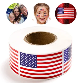 

250Pcs/roll American Flag Stickers Patriotic Sticker 2x1.25 inch for Wedding decoration Dabels DIY USA Stickers Party Supplies #