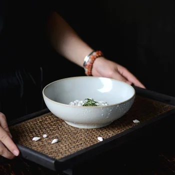 

Manual Crude Pottery White Glaze Will Bowl Bowl Japanese Style Ceramics Noodles In Soup Bowl And Lodging Tableware Delicious