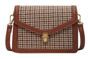 

2020 newest ins houndstooth PU Leather Crossbody Bags For Women Chain Shoulder bags Female Messengers Bag with zippere closures