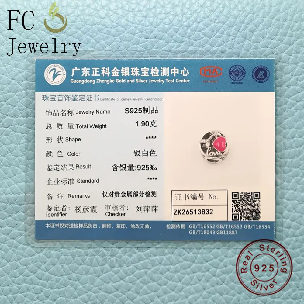 FC ювелирные изделия подходят оригинальный бренд шармы браслет 925 Серебро Красное