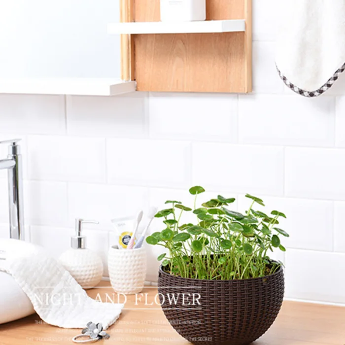 House Hanging Basket Rattan Plastic Flower Pot Round Garden Hanging Planter for Indoor Outdoor DIN889