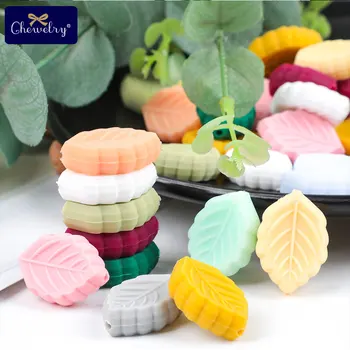 

5pc Salix Leaf Silicone Beads Baby Silicone Teethe DIY Pacifier Chain for Kids Chew-Leaf teether Silicone Pendant Gift BPA FREE