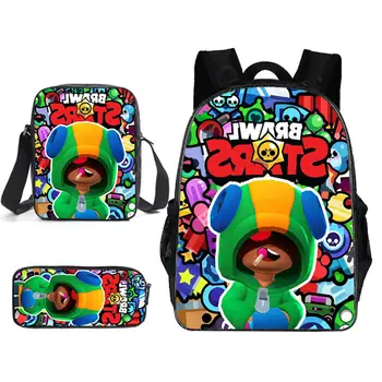 

Leon Spike Shell Game School Bag for Teenager Boys Girls Kids Personized Schoolbag 3pcs sets Supplier Children Hot Game Backpack