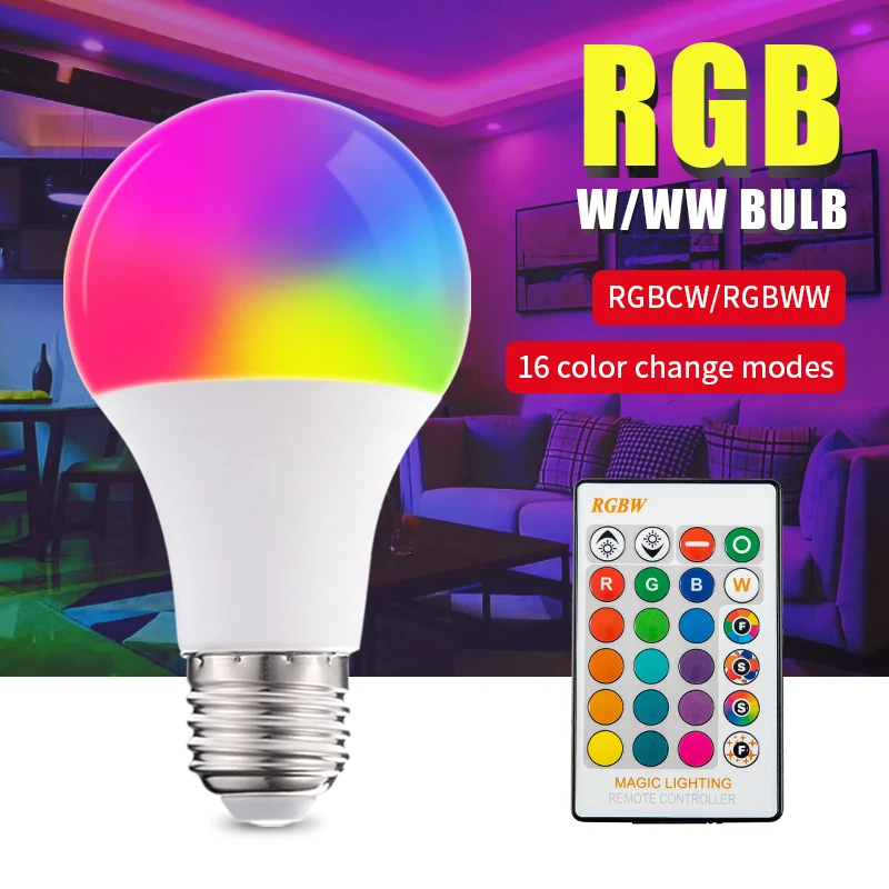 RGB-лампа Светодиодная RGBW 5 Вт/7 Вт/10 Вт/15 Вт/20 Вт с пультом ДУ | Лампы и освещение