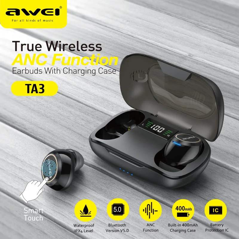 Awei Ta3 Tws Anc Deep Bass Bluetooth 