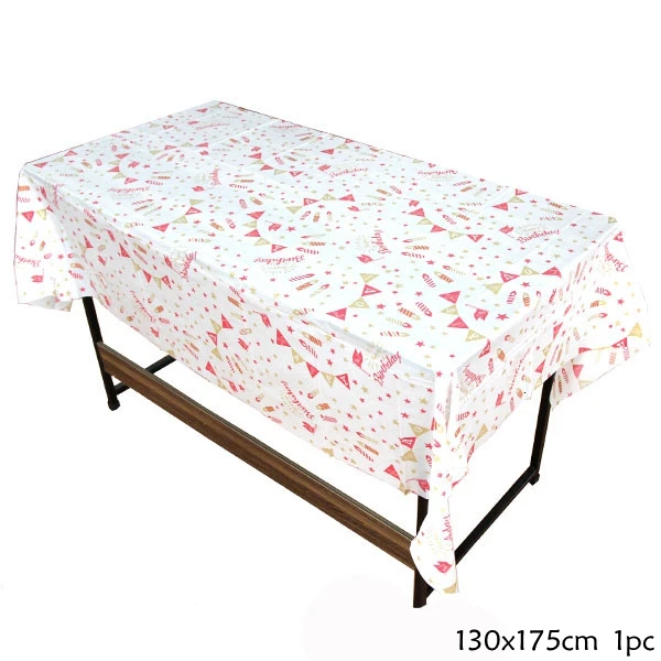 1pc tablecloth A 1 Набор «С Днем Рождения» серии одноразовая посуда Позолоченные бумажные соломинки/салфетки/чашки/тарелки для дома дети день рождения украшения - Цвет: 1pc tablecloth A