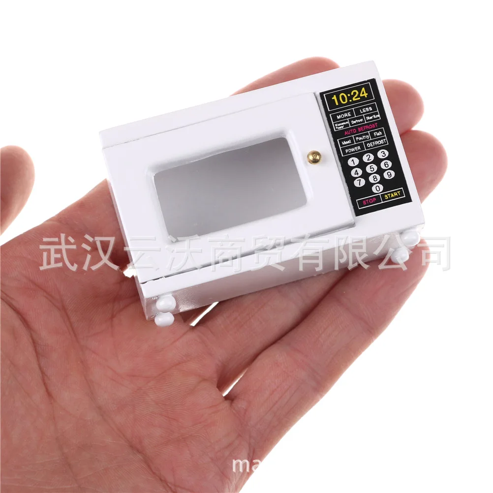 

1: 12 Dollhouse Mini Model Kitchen Scene Accessories Candy Toy Wood White Microwave Oven ~
