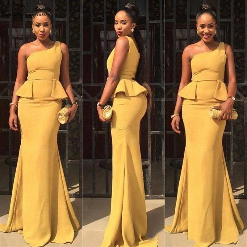 

Mermaid Formal Evening Dresses Long One-Shoulder Floor Length Customized 2020 Simple Prom Party Dress Vestido De Festa Cheap