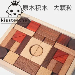 Kissteether – blocs de construction en bois colorés, blocs de construction en bois, géométrie d'éveil de la maternelle, Cognition, jouet d'assemblage pour enfants, bûche naturelle 