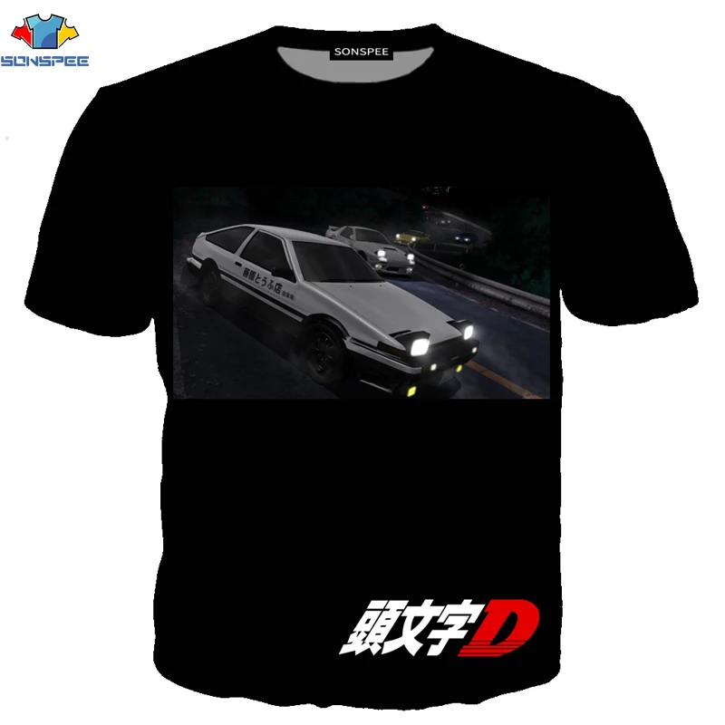 SONSPEE футболка с аниме AE86 Initial D JDM футболка GTR японский автомобиль тип двигателя Мужская футболка Обычная Толстовка Начальная D рубашка