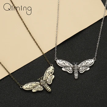 

Death's Head Hawkmoth Necklace For Women Men Moon Moth Pendant Unisex Halloween Jewelry Gothic Necklace Gift