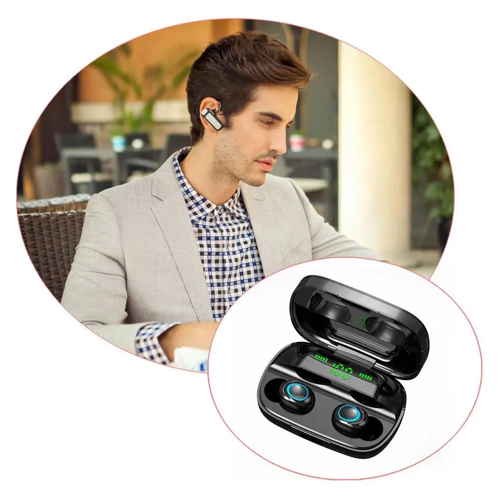 S1 5 0 Stereo Intelligent Touching Wireless Bluetooth Earbud With LED Power Display Sports Computer Games Headphone