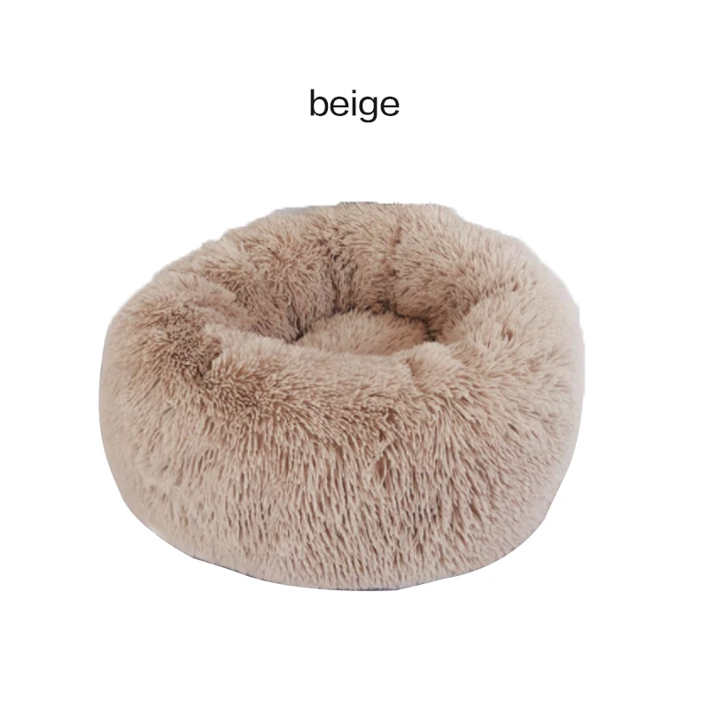 Beige 40/50/60 см собачья кровать супер мягкий удлиненный плюш съемный теплый кошачий Домик из ковриков кошки товары для домашних животных кошка подстилка для домашнего питомца глубокий спальная кровать - Цвет: Beige