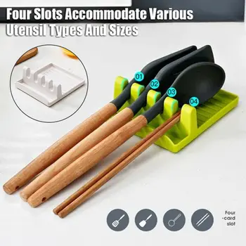

Kitchen Rack Spoon Chopsticks Pot Lid Spatula Pad Non-slip Rack Silicone Chopsticks Spatula Stand Kitchen Accessories Organizer